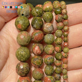 Faceted Unakite Round Beads 4-10 MM for DIY Bracelets