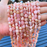 6-8mm Pink Opal Stone Beads for Jewelry Making