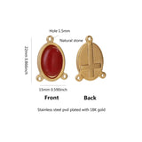 5pcs Stainless Steel Natural Stone Charms Necklace Pendants