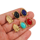 5pcs Stainless Steel Natural Stone Charms Necklace Pendants