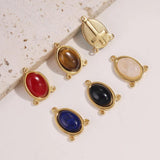 5pcs Stainless Steel Natural Stone Charms Necklace Pendants