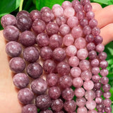 Lepidolite Natural Stone Beads for Jewelry Making DIY 15''