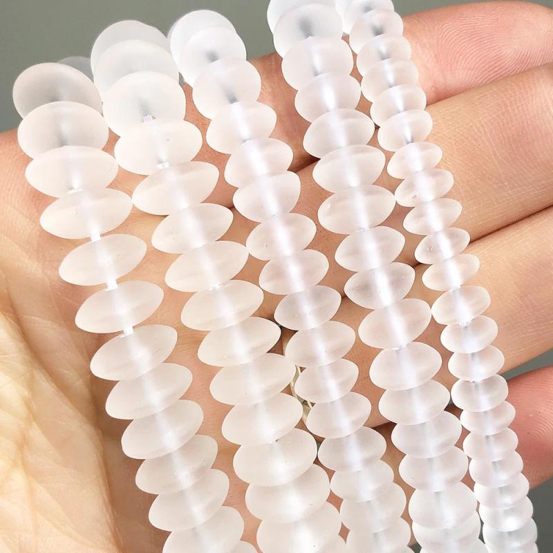Matte Quartz Crystal Rondelle Beads 6 8 10mm Round Spacer 15''