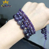 Faceted Amethyst Natural Stone Beads 15'' 4/6/8/10/12mm