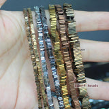 Natural Hematite Square Spacer Beads 2/3/4/6mm 380pcs Strand