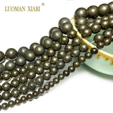 Natural Pyrite Round Stone Beads 4-12mm 15.5''