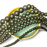 Natural Pyrite Round Stone Beads 4-12mm 15.5''
