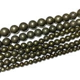 Natural Pyrite Round Stone Beads 4-12mm 15.5''
