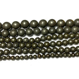 Natural Pyrite Round Stone Beads 4-12mm 15.5''