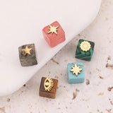 5pcs 6mm Gold-Plate Stainless Steel Cube Beads DIY Earring Bracelet
