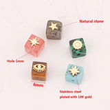 5pcs 6mm Gold-Plate Stainless Steel Cube Beads DIY Earring Bracelet