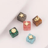5pcs 6mm Gold-Plate Stainless Steel Cube Beads DIY Earring Bracelet