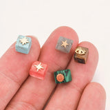 5pcs 6mm Gold-Plate Stainless Steel Cube Beads DIY Earring Bracelet