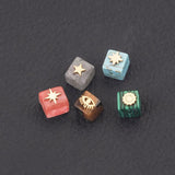 5pcs 6mm Gold-Plate Stainless Steel Cube Beads DIY Earring Bracelet