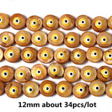 34pcs 12mm Colorful Shell & Evil Eye Beads for Jewelry Making DIY Gift