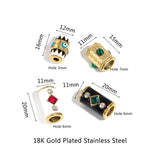 2pcs Stainless Steel 18K Big Hole Spacer Beads Charms for Bracelets