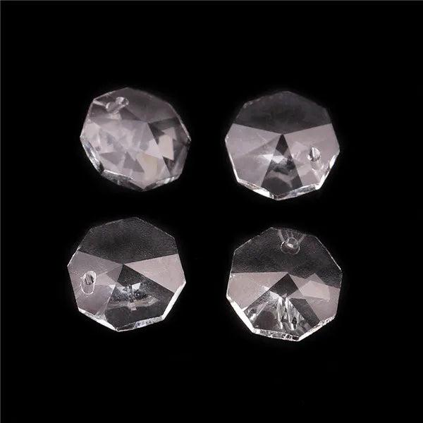 40pcs 14mm Glass Octagonal Beads 2 Holes for DIY Wedding Jewelry
