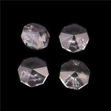 40pcs 14mm Glass Octagonal Beads 2 Holes for DIY Wedding Jewelry