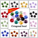 40pcs 14mm Glass Octagonal Beads 2 Holes for DIY Wedding Jewelry