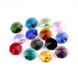 40pcs 14mm Glass Octagonal Beads 2 Holes for DIY Wedding Jewelry