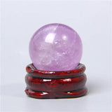 Amethyst Crystal Ball on Wooden Base - Healing Feng Shui Sphere Stand