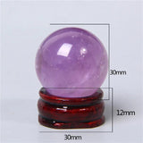 Amethyst Crystal Ball on Wooden Base - Healing Feng Shui Sphere Stand
