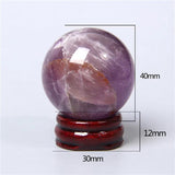 Amethyst Crystal Ball on Wooden Base - Healing Feng Shui Sphere Stand