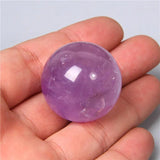 Amethyst Crystal Ball on Wooden Base - Healing Feng Shui Sphere Stand