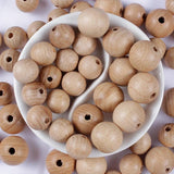 50Pcs Beech Ball Wood Spacer Beads For Bracelet Baby Teether