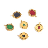 5pcs Stainless Steel Enamel European Oval Pendants for DIY Jewelry