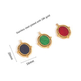 5pcs Stainless Steel Enamel European Oval Pendants for DIY Jewelry