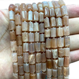 Natural Sunstone Faceted Cylinder Beads 15''