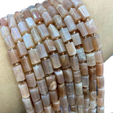 Natural Sunstone Faceted Cylinder Beads 15''