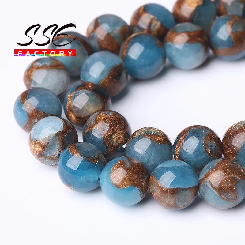 Cloisonne Round Stone Beads Natural Spacer 15'' 6/8/10mm
