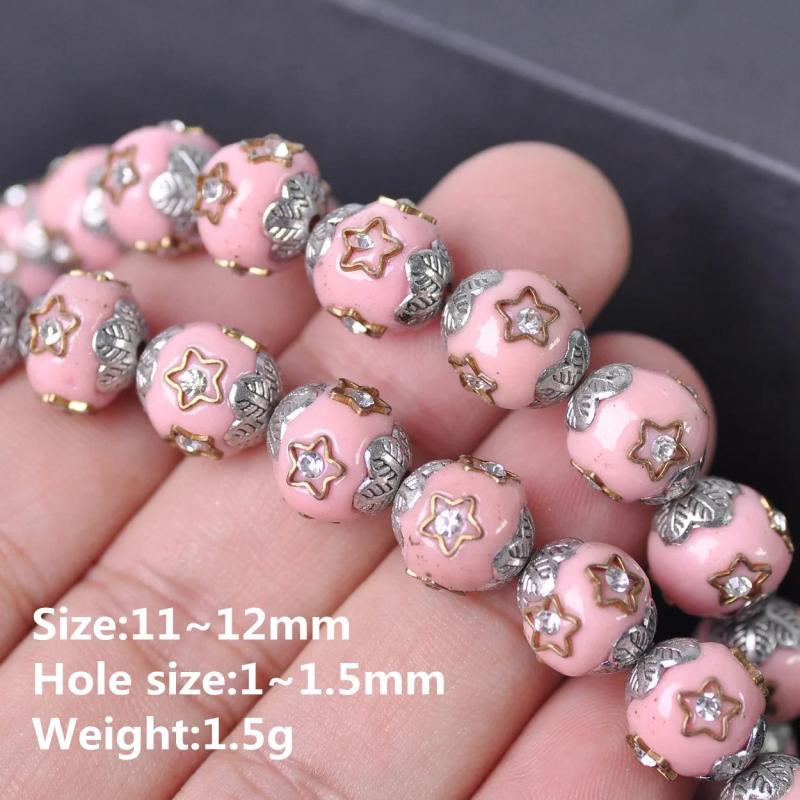 5pcs Nepalese Buddhist Tibetan Metal & Clay Loose Craft Beads