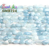 6-8MM Aquamarine Natural Stone Loose Spacer Beads 15 Inches