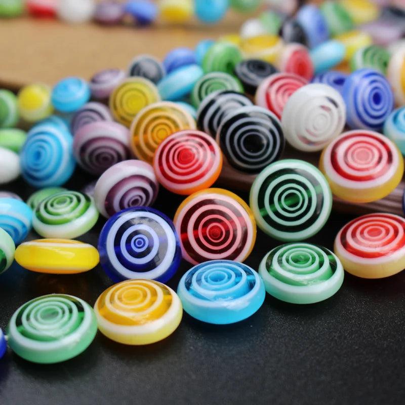 6-12mm Lampwork Glass Beads With Circles Mix - Colorful Beads for Jewelry Making