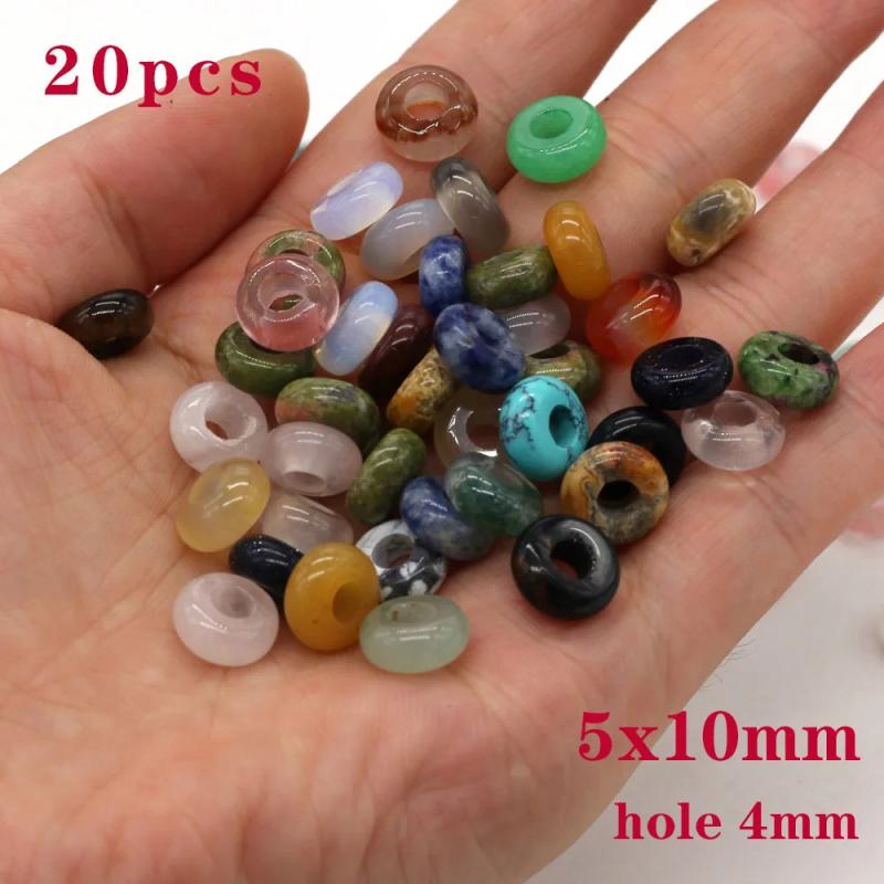 20pcs Abacus Shape Big Hole Mix Agates Stone Beads