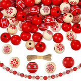 20Pcs Snowflake Print Wooden Beads DIY Christmas Crafts Jewelry Bracelet
