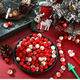 20Pcs Snowflake Print Wooden Beads DIY Christmas Crafts Jewelry Bracelet