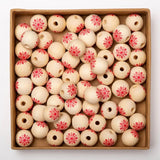 20Pcs Snowflake Print Wooden Beads DIY Christmas Crafts Jewelry Bracelet