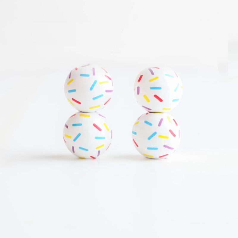 20Pcs Macaron Round Beads 16mm Hemu Printing Beads Toys DIY Children's