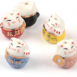 18mm Lucky Cat Ceramic Beads for Jewelry Making