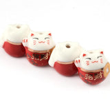 18mm Lucky Cat Ceramic Beads for Jewelry Making
