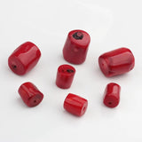 Red Natural Coral Drum Beads 2pcs/lot DIY Jewelry Making Accessories