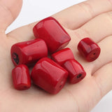 Red Natural Coral Drum Beads 2pcs/lot DIY Jewelry Making Accessories