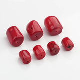 Red Natural Coral Drum Beads 2pcs/lot DIY Jewelry Making Accessories