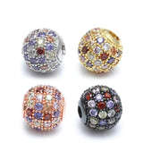 4pcs 8mm Mix Round Brass Zircon Ball Beads for DIY Jewelry Making