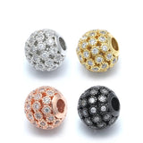 4pcs 8mm Mix Round Brass Zircon Ball Beads for DIY Jewelry Making