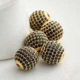 4pcs 8mm Mix Round Brass Zircon Ball Beads for DIY Jewelry Making